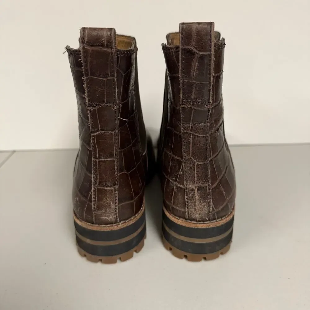 MADEWELL The Ivy Chelsea Boot Croc Embossed Leather Lug Sole Womens Sz 5.5 MA428